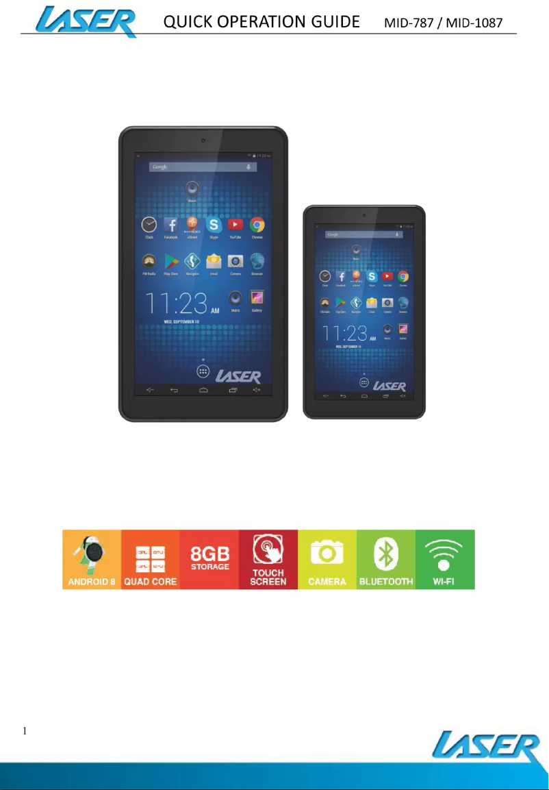 Page 1 de la notice Manuel utilisateur Laser MID-1087