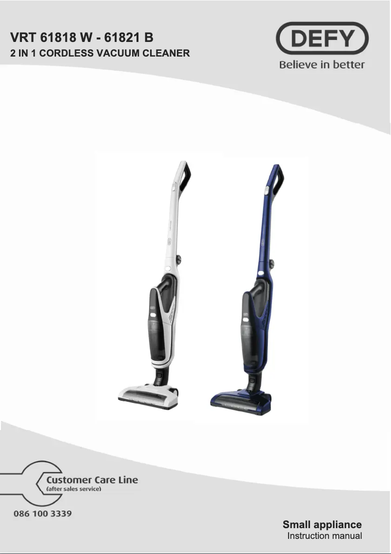 Page n°1 - Manuel utilisateur Defy VRT61821B