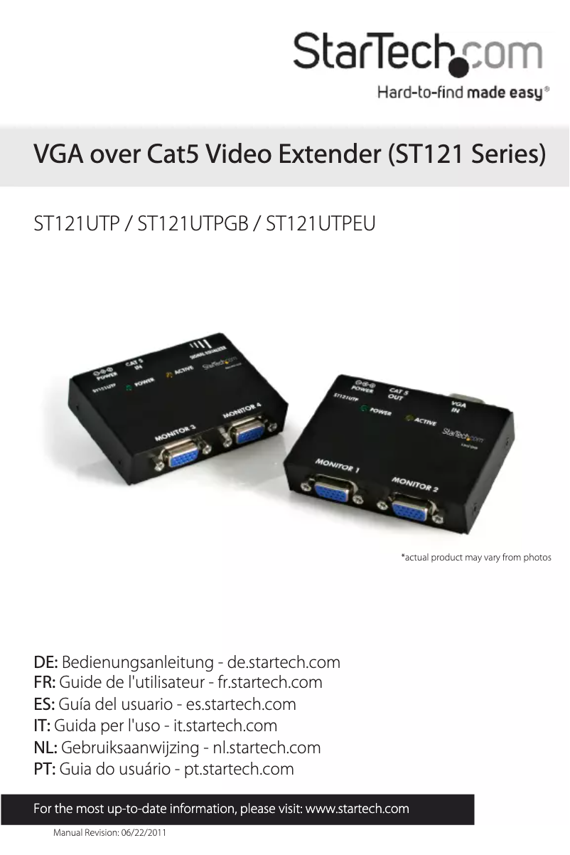 Page 1 de la notice Manuel utilisateur StarTech.com ST121UTPEU