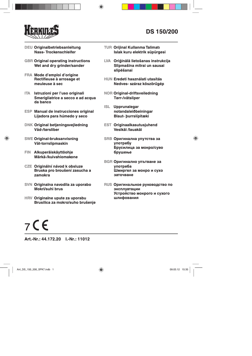 Page 1 de la notice Manuel utilisateur Herkules DS 150/200