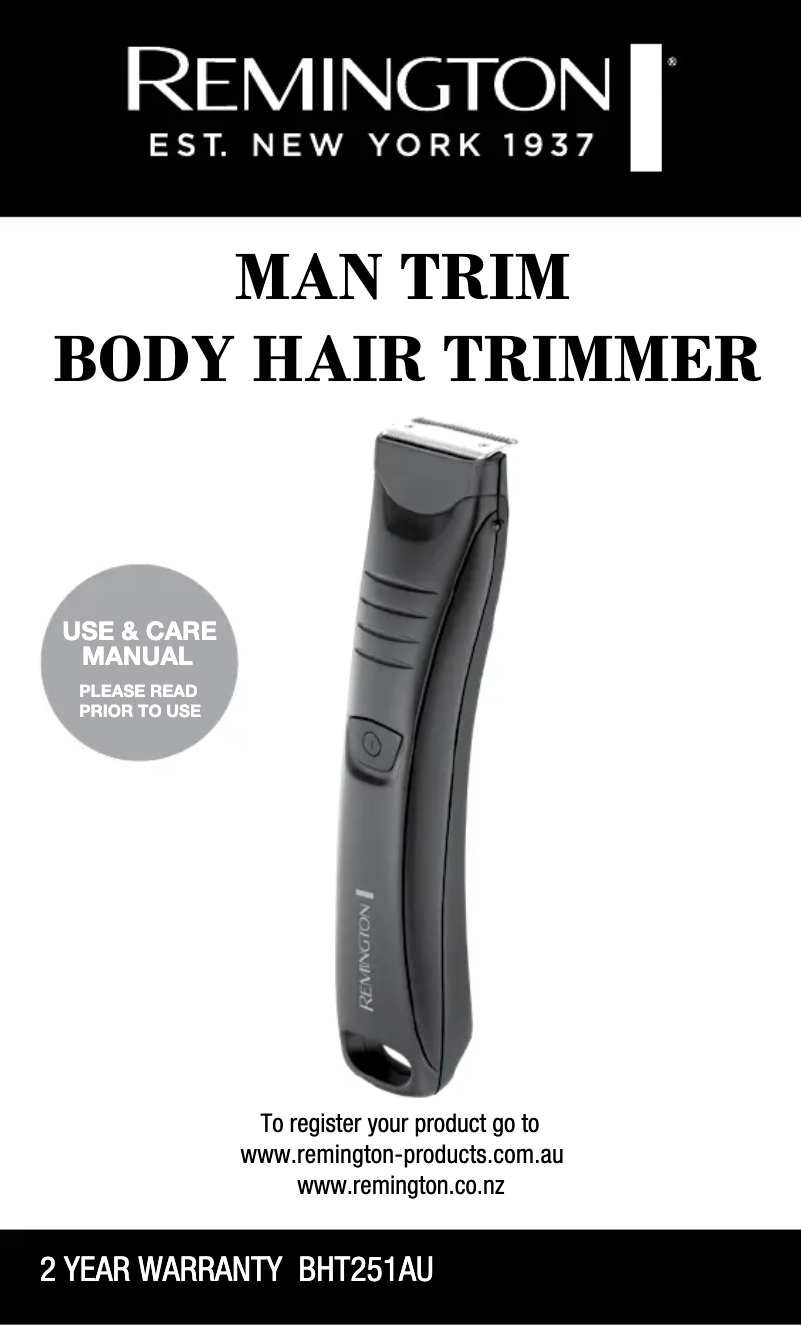 Page n°1 - Manuel utilisateur Remington BHT251AU