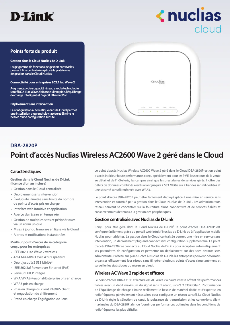 Image de la première page du manuel de l'appareil DBA-2820P