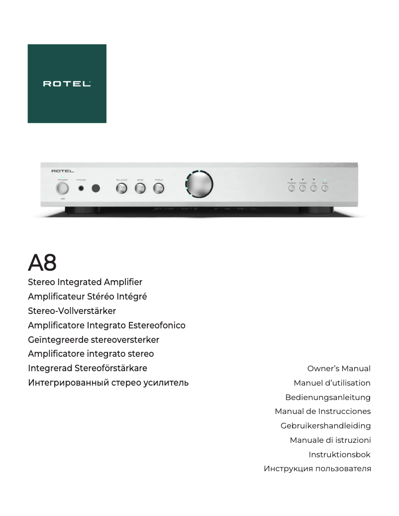 Page n°1 - Manuel utilisateur Rotel A8