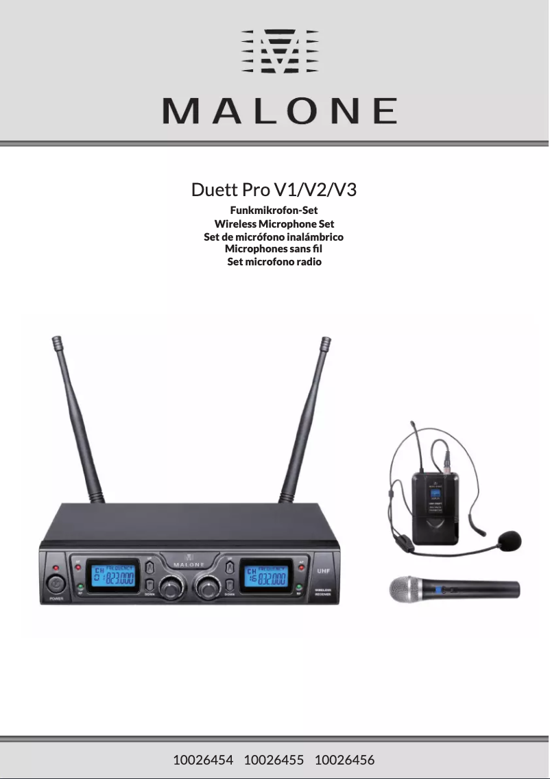 Page 1 de la notice Manuel utilisateur Malone Duett Pro V2