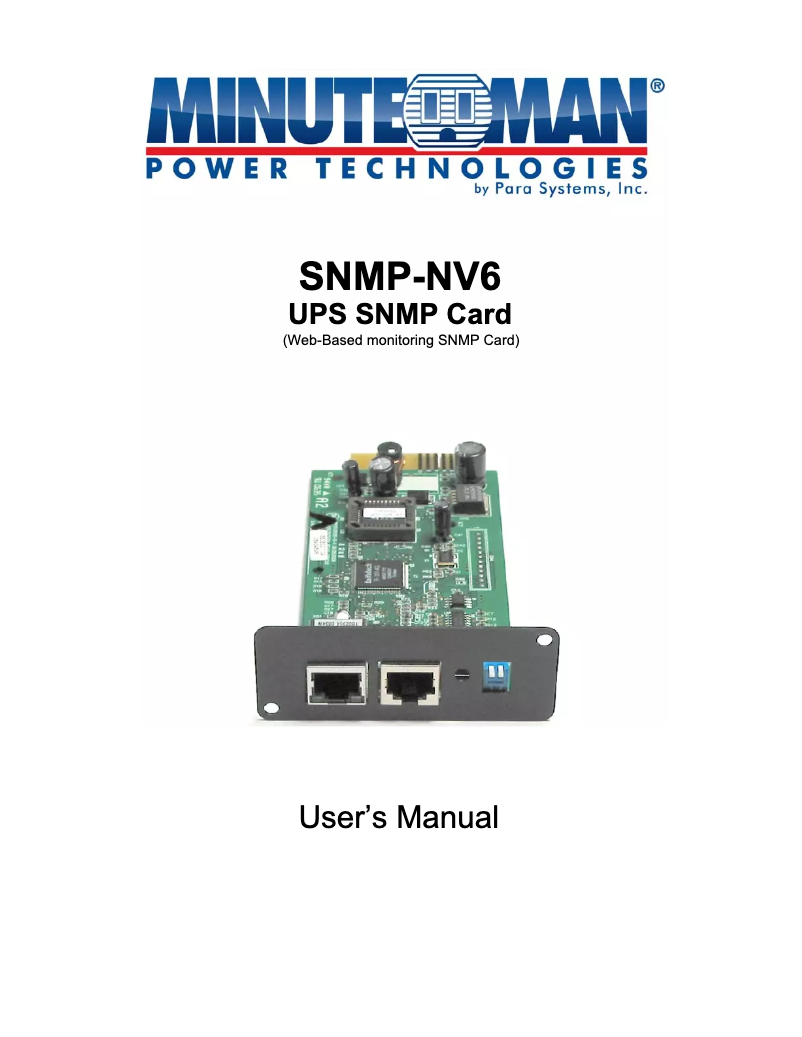 Page n°1 - Manuel utilisateur Minute Man SNMP-NV6