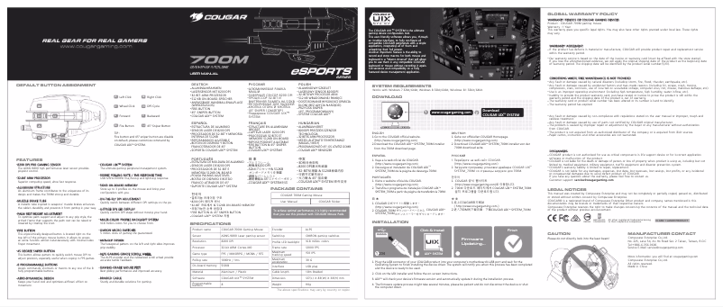 Imagen de la primera página del manual del dispositivo 700M eSPORTS