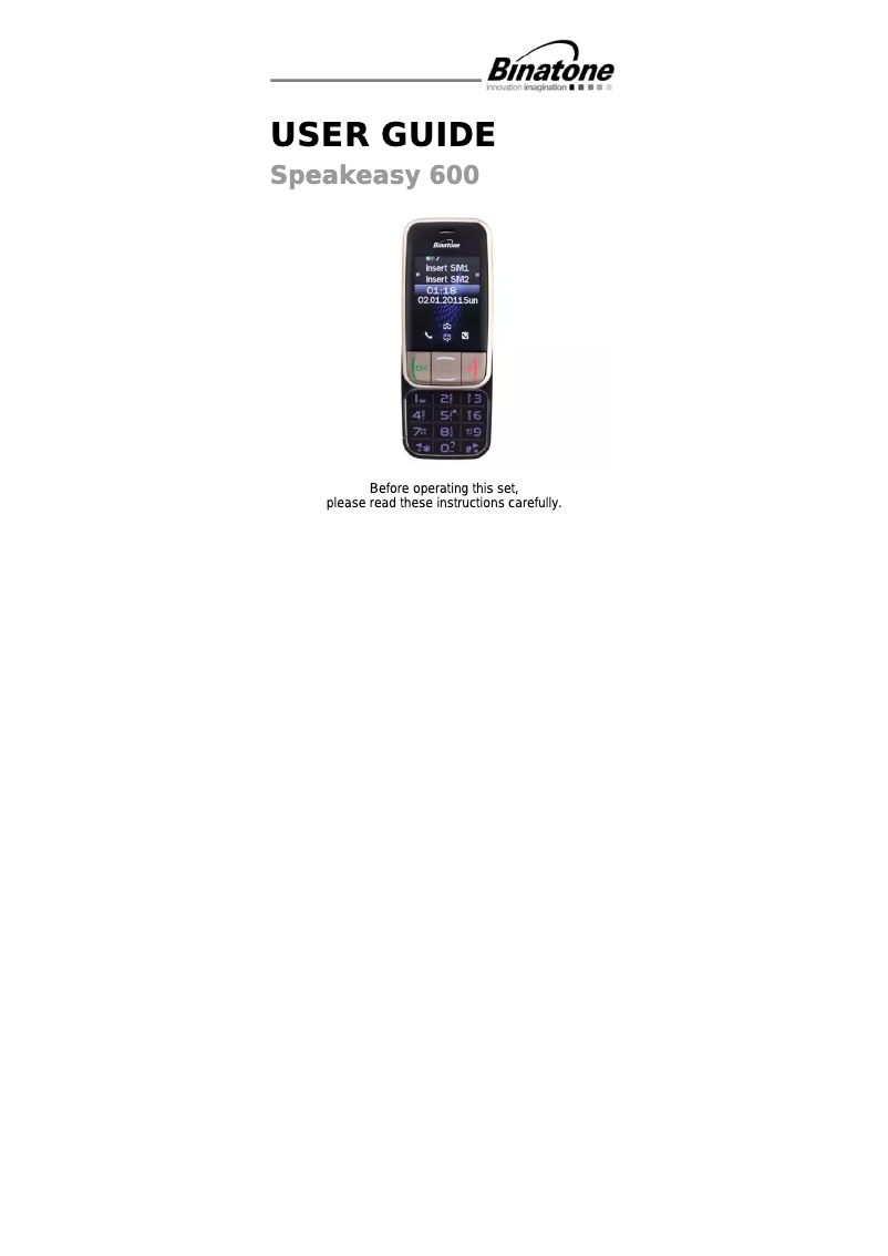 Página 1 del manual Manual de usuario Binatone Speakeasy 600
