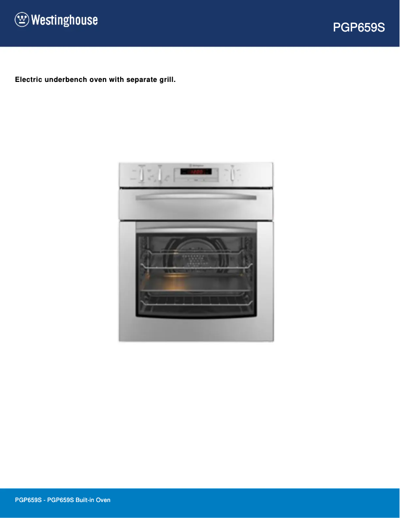 Page 1 de la notice Fiche technique Westinghouse PGP659S
