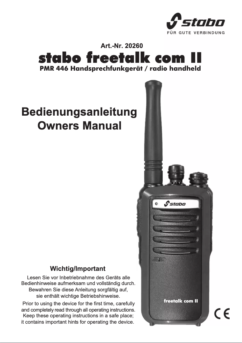 Page 1 de la notice Manuel utilisateur Stabo Freetalk Com II PMR-446