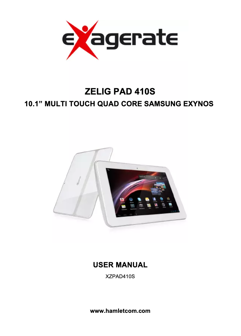 Page 1 de la notice Manuel utilisateur Exagerate Zelig Pad XZPAD410S