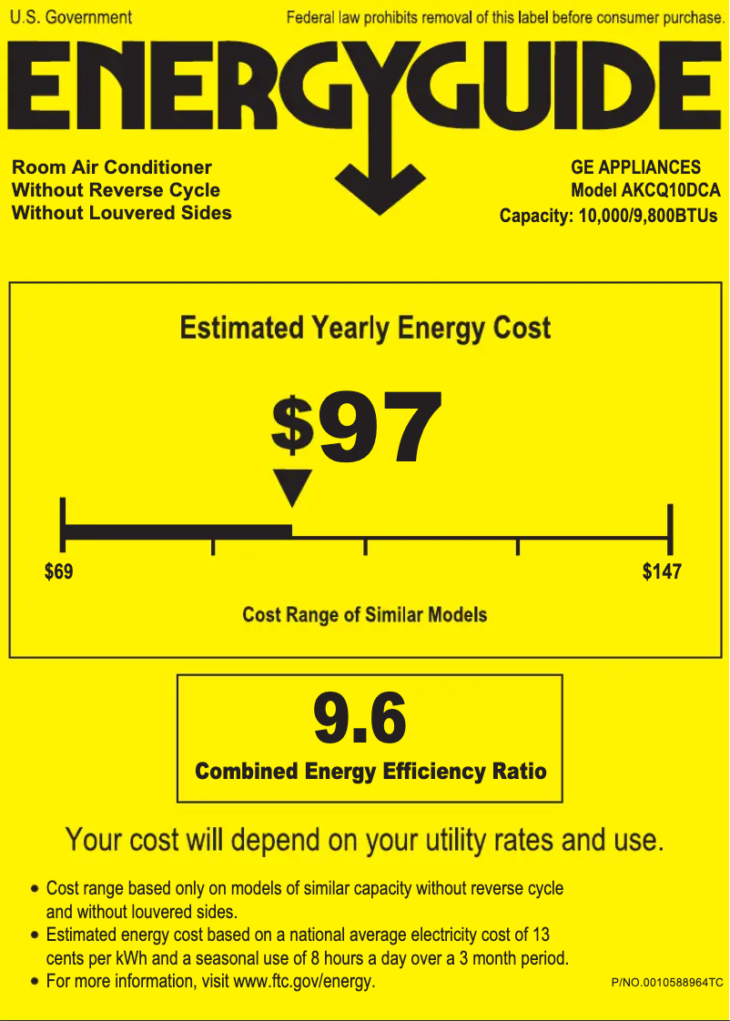 Page n°1 - Label énergétique GE AKCQ10DCA