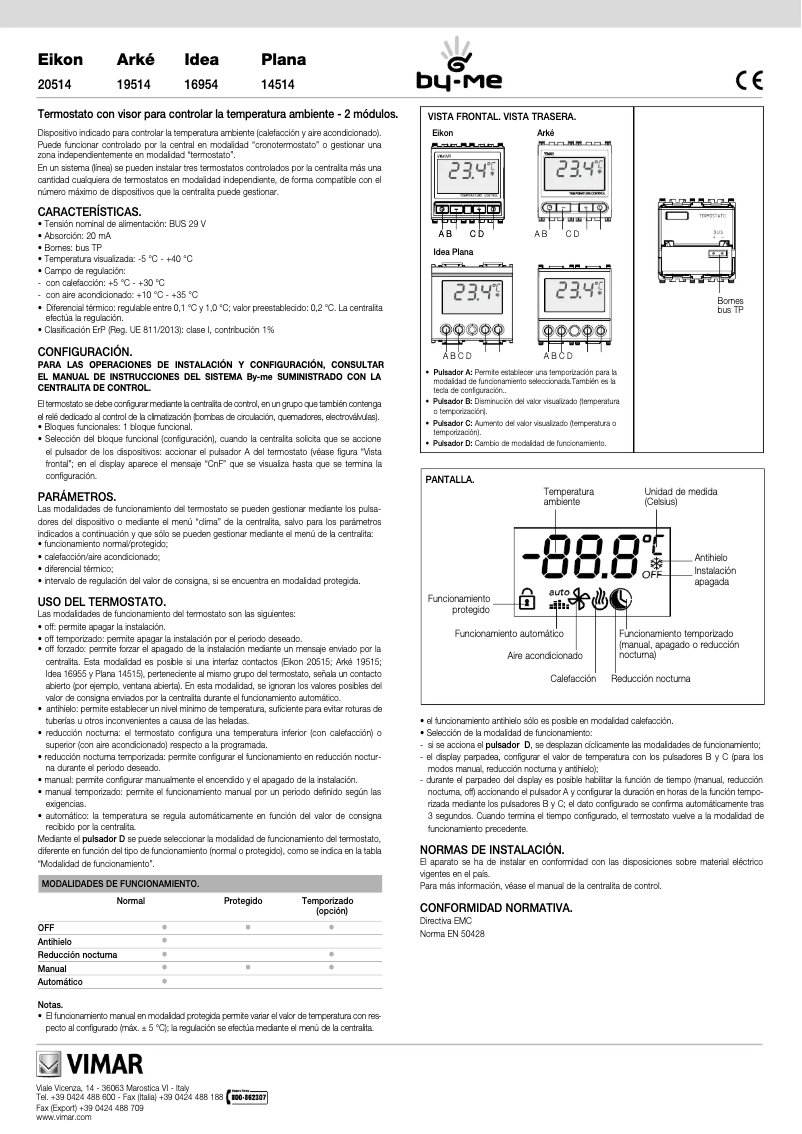 Page 1 de la notice Manuel utilisateur Vimar 16954.B