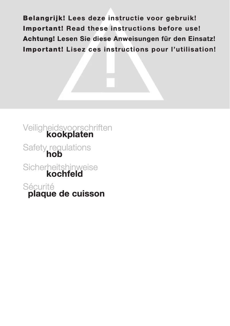 Page 1 de la notice Instructions de sécurité Atag HG6111WA1E