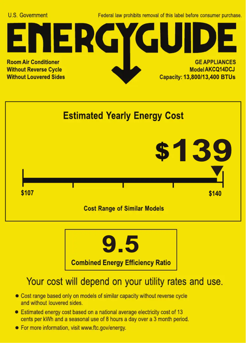 Página 1 del manual Etiqueta energética GE AKCQ14DCJ