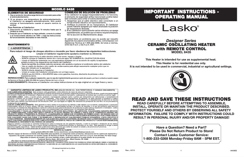 Image de la première page du manuel de l'appareil 6435