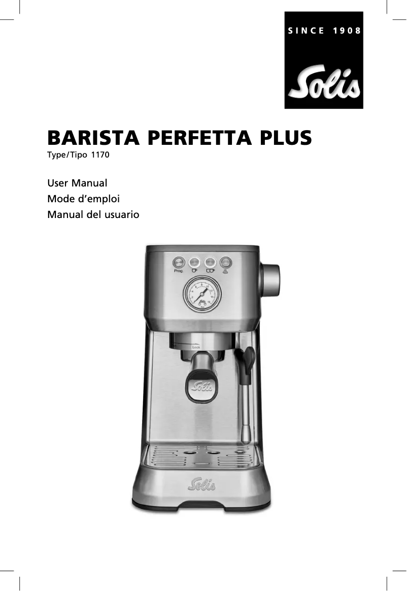 Page n°1 - Manuel utilisateur Solis Barista Perfetta Plus 1170