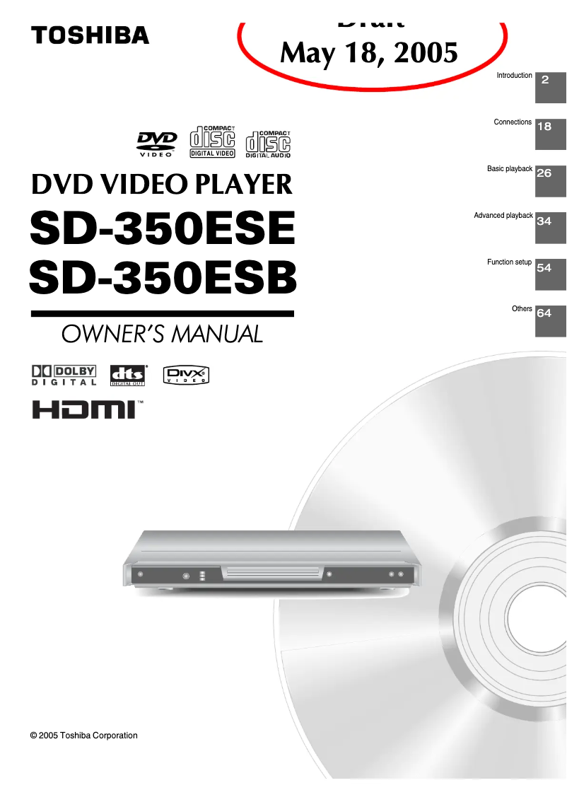 Image de la première page du manuel de l'appareil SD-350ESB