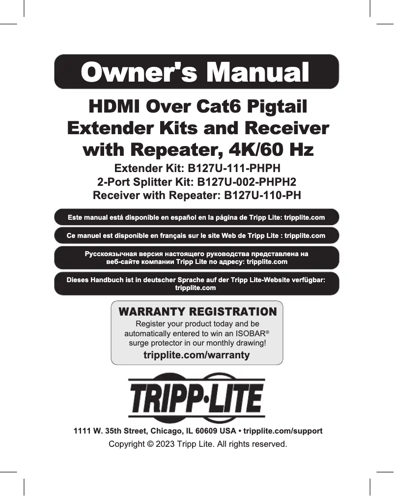 Page 1 de la notice Manuel utilisateur Tripp Lite B127U-110-PH