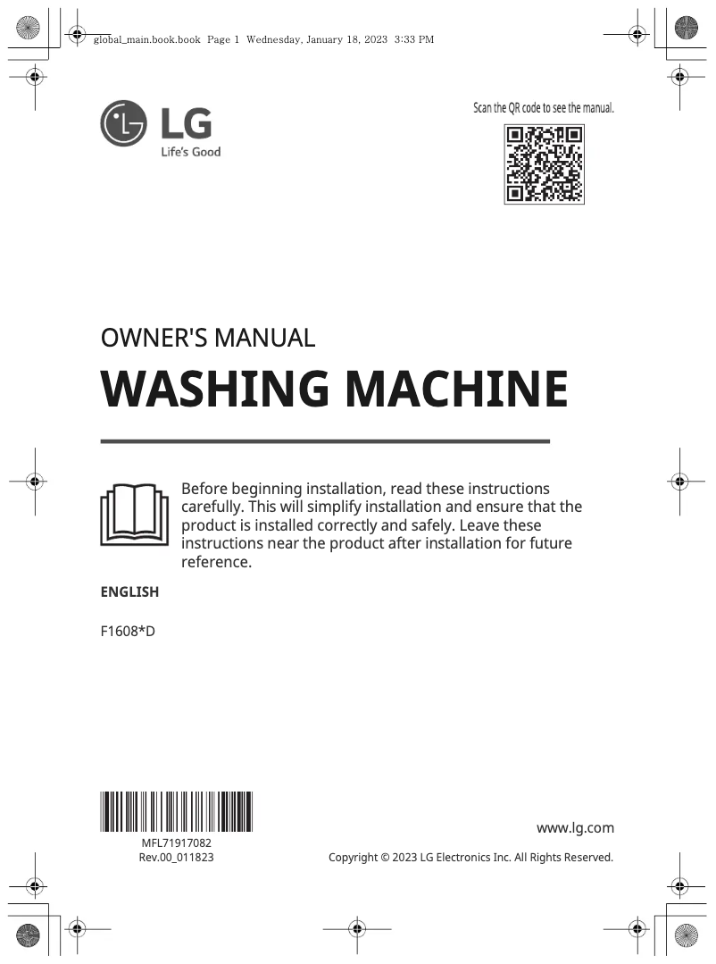 Page n°1 - Manuel utilisateur LG F1608BD