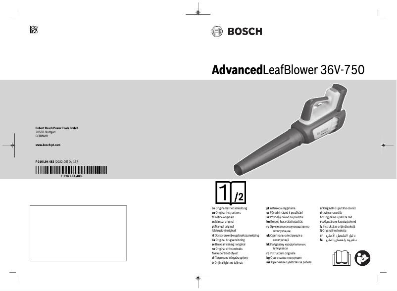 Page 1 de la notice Manuel utilisateur Bosch AdvancedLeafBlower 36V-750