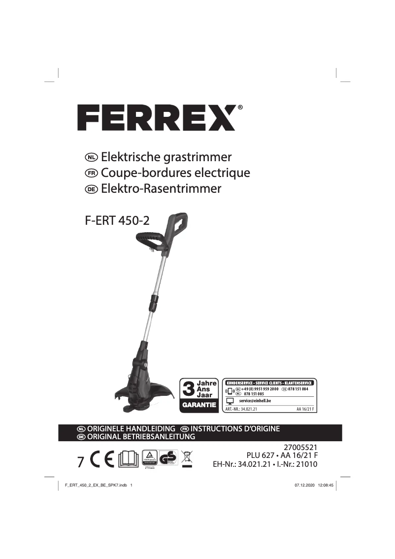 Image de la première page du manuel de l'appareil F-ERT 450-2
