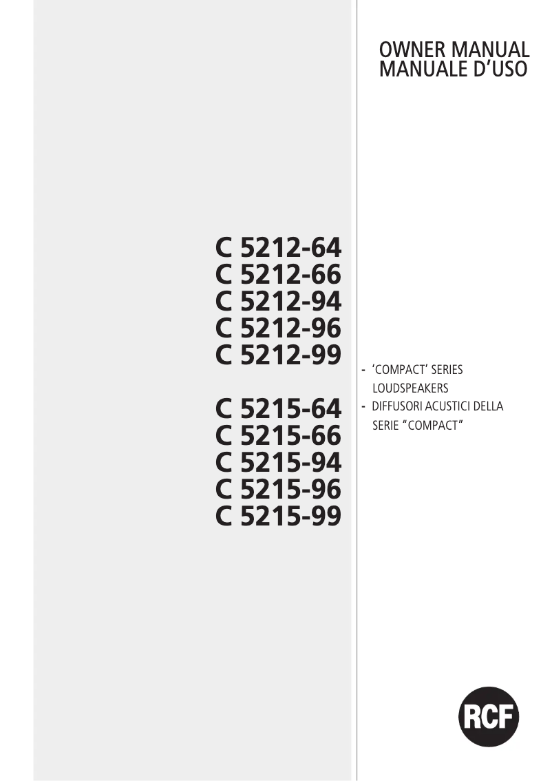 Page 1 de la notice Manuel utilisateur RCF C 5212-99