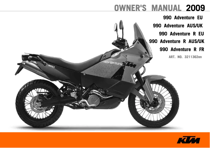 Image de la première page du manuel de l'appareil 990 Adventure (2009)