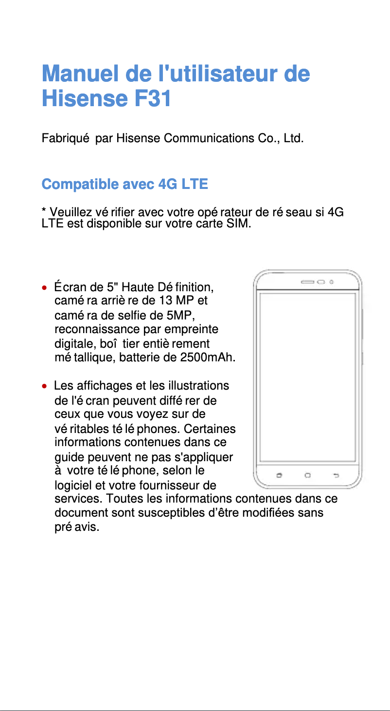 Page n°1 - Manuel utilisateur Hisense F31