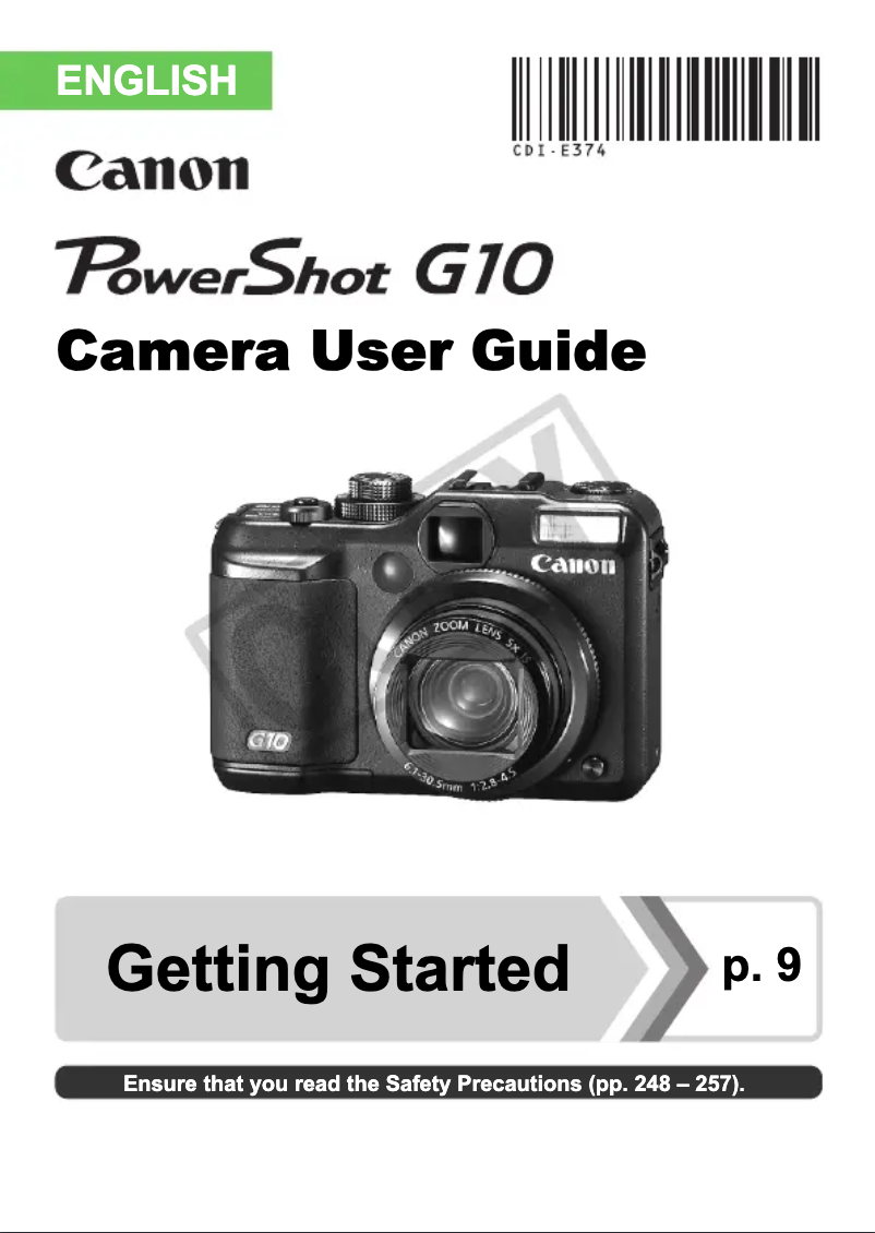 Página 1 del manual Manual de usuario Canon PowerShot G10