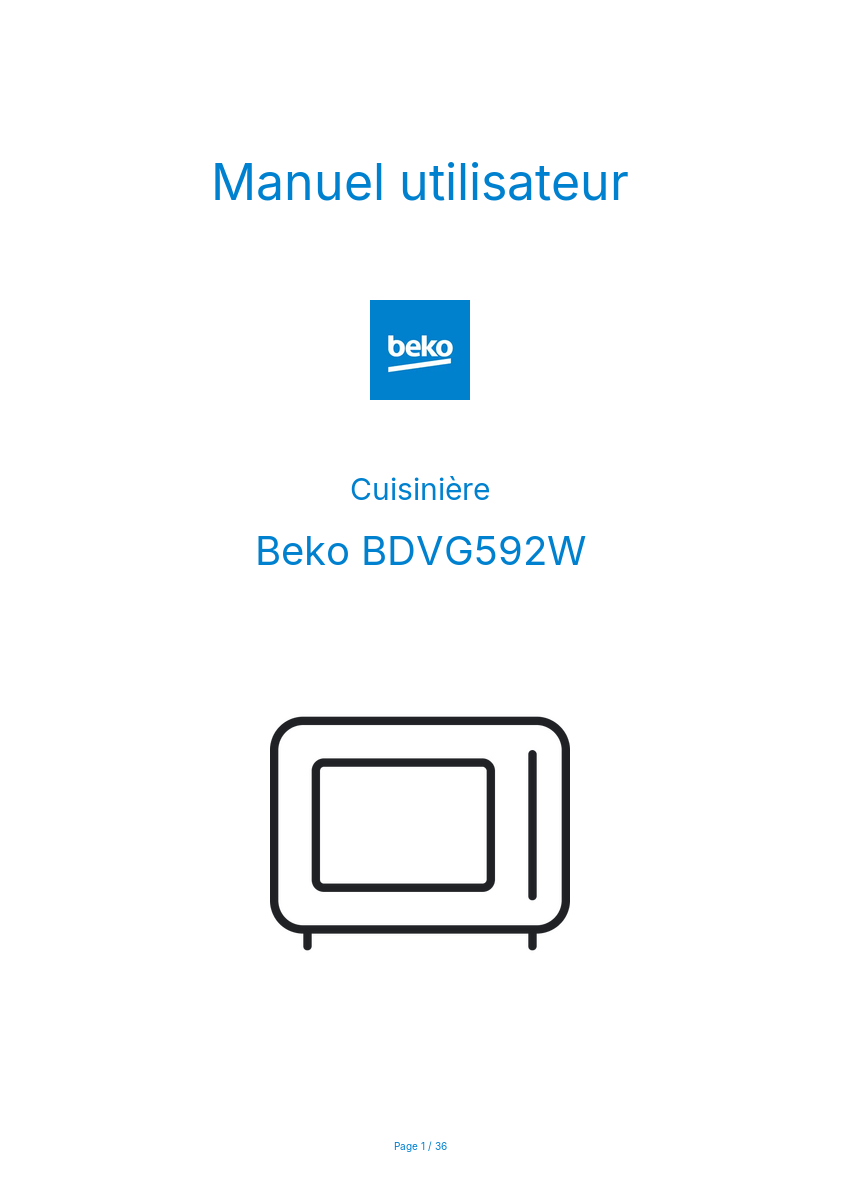 Image de la première page du manuel de l'appareil BDVG592W