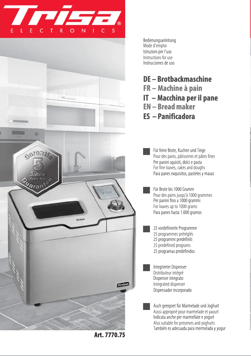 Page 1 de la notice Manuel utilisateur Trisa Le Bistro 7770