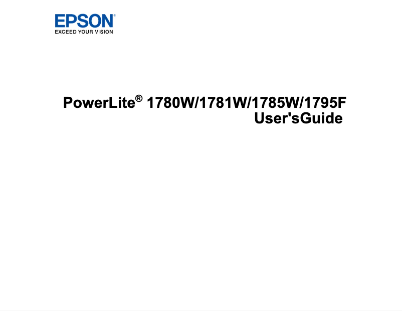 Page 1 de la notice Manuel utilisateur Epson PowerLite 1780W