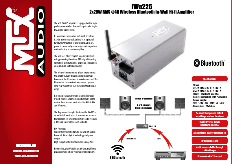 Page n°1 - Fiche technique MTX Audio iWa225