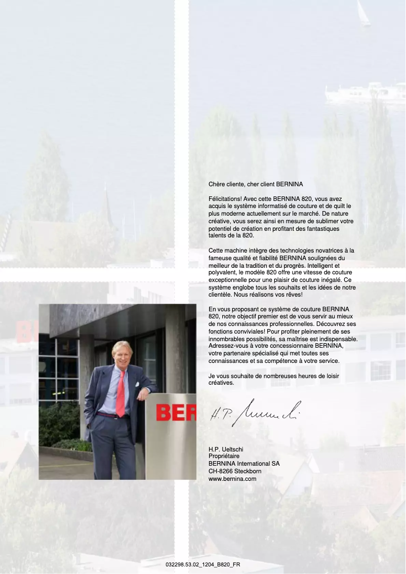 Page n°1 - Manuel utilisateur Bernina 820
