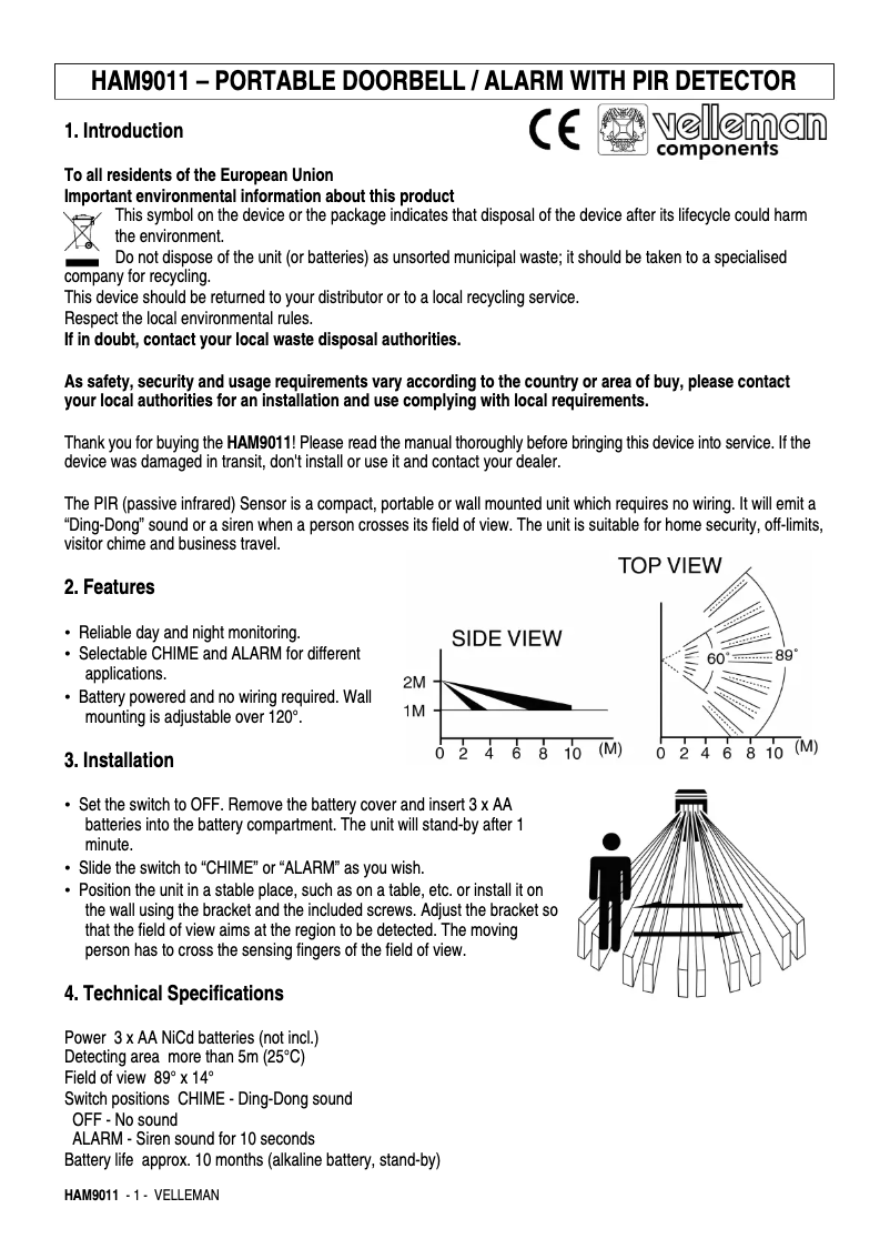 Image de la première page du manuel de l'appareil HAM9011
