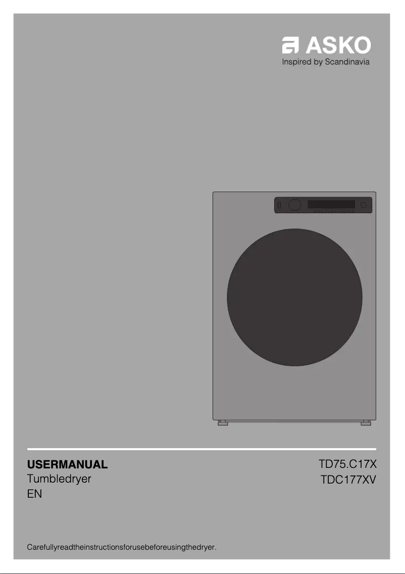 Page 1 de la notice Manuel utilisateur Asko TDC1773VP.S
