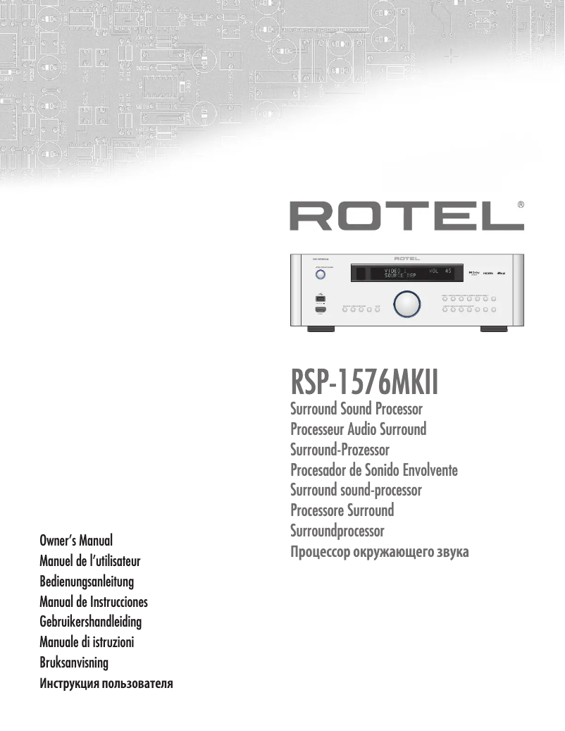 Page 1 de la notice Manuel utilisateur Rotel RSP-1576 MKII