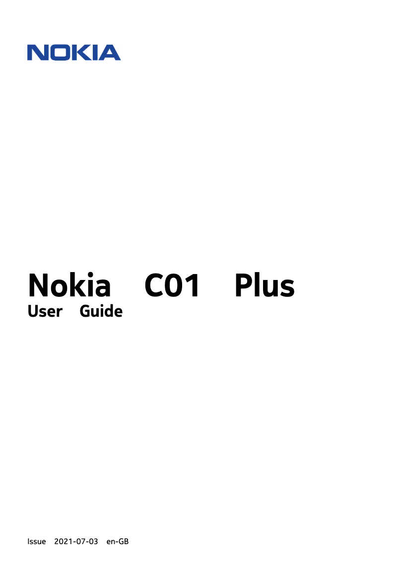 Page 1 de la notice Manuel utilisateur Nokia C01 Plus