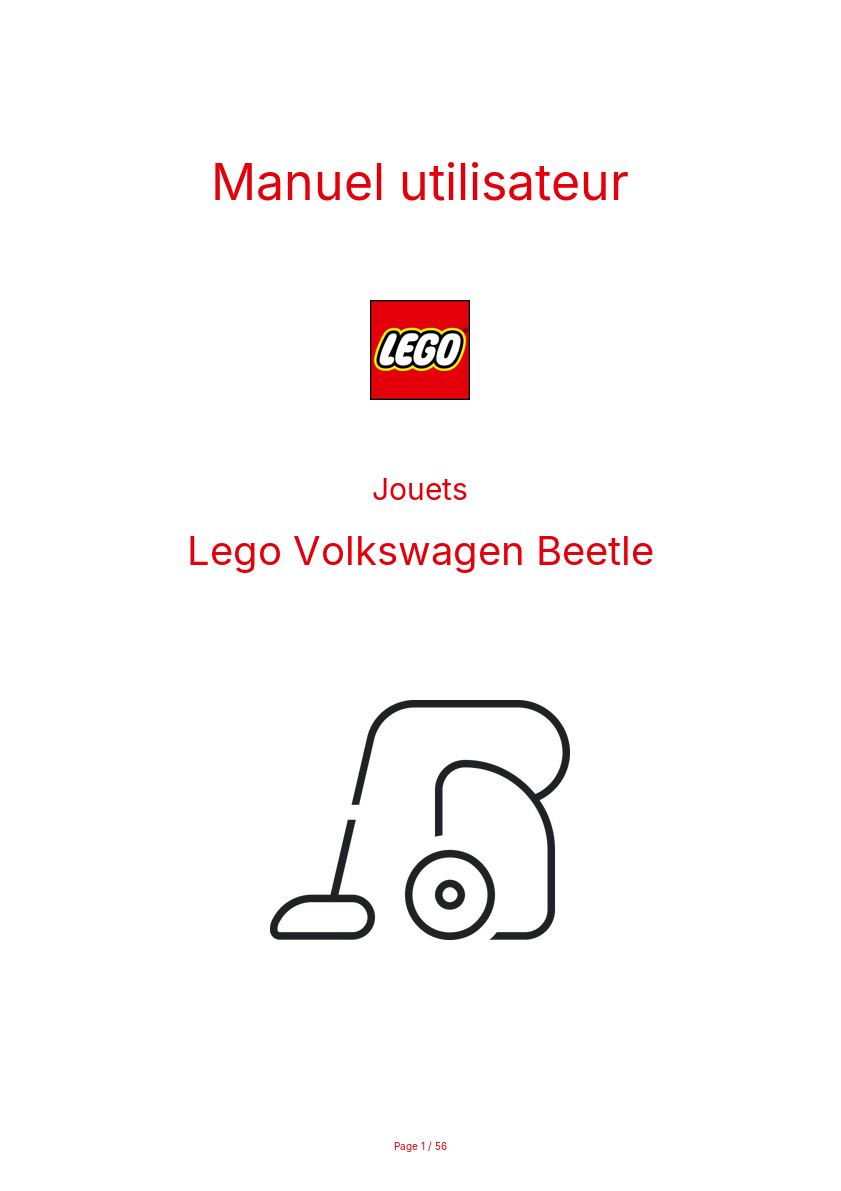 Page n°1 - Manuel utilisateur Lego Volkswagen Beetle