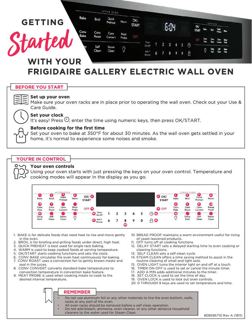 Page 1 de la notice Guide de démarrage rapide Frigidaire FGET2766UD
