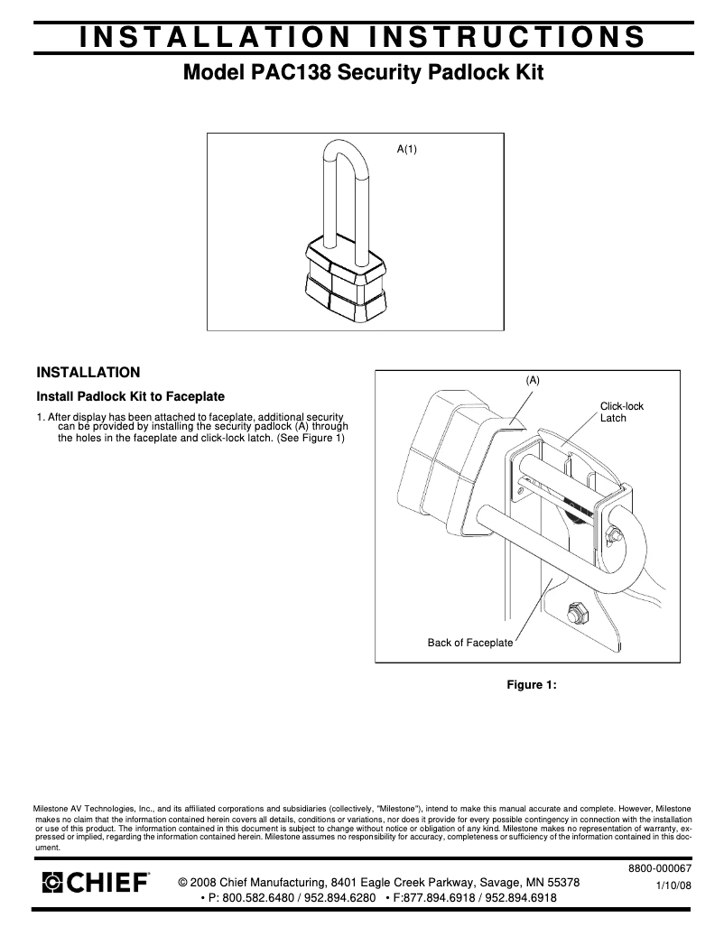 Image de la première page du manuel de l'appareil PAC138