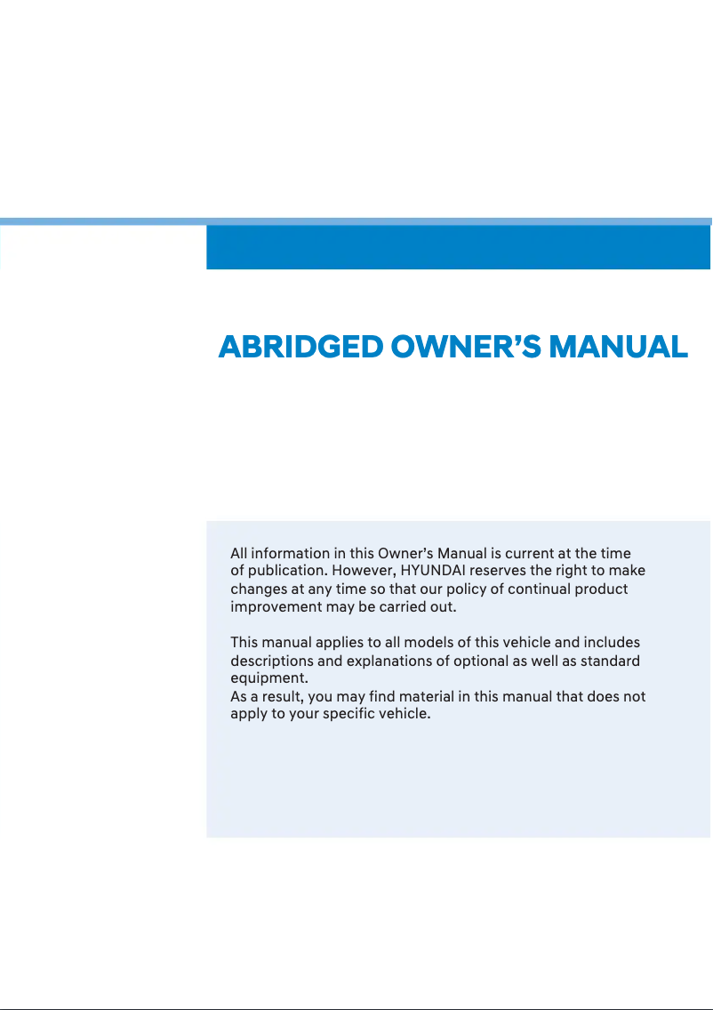 Page 1 de la notice Manuel utilisateur Hyundai Tucson Abridged (2023)