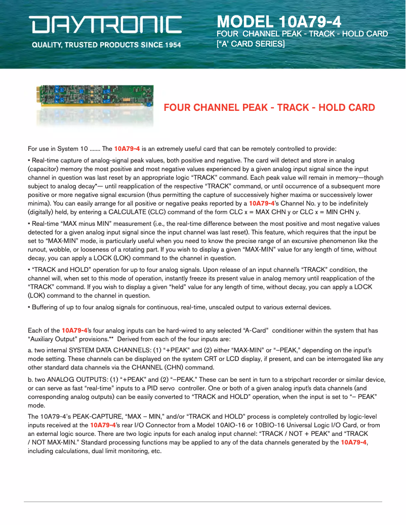 Page 1 de la notice Manuel utilisateur Daytronic 10A79-4