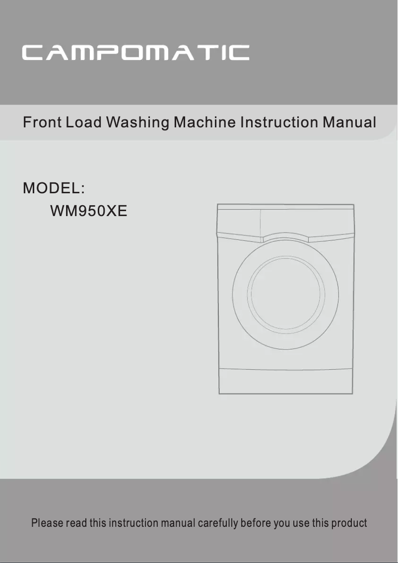 Page n°1 - Manuel utilisateur Campomatic WM950XE