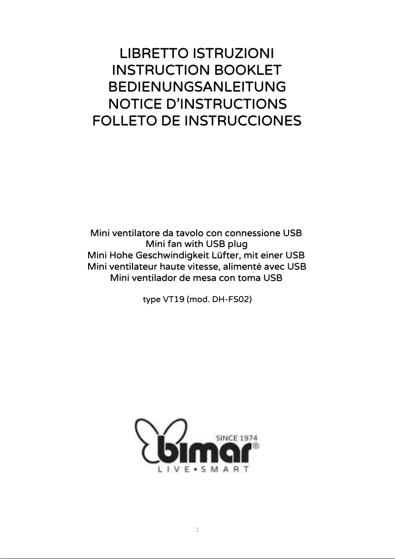 Page 1 de la notice Manuel utilisateur Bimar VT19