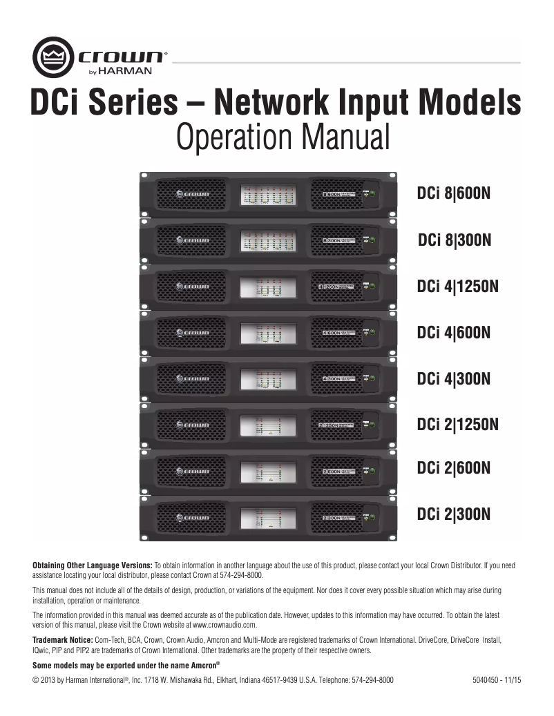 Page 1 de la notice Manuel utilisateur Crown DriveCore Install 8|300N