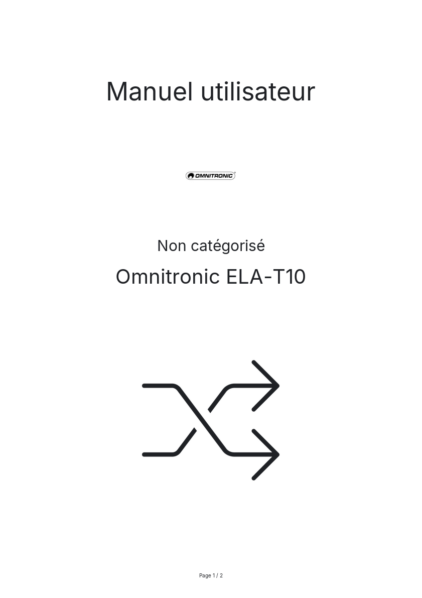 Image de la première page du manuel de l'appareil ELA-T10