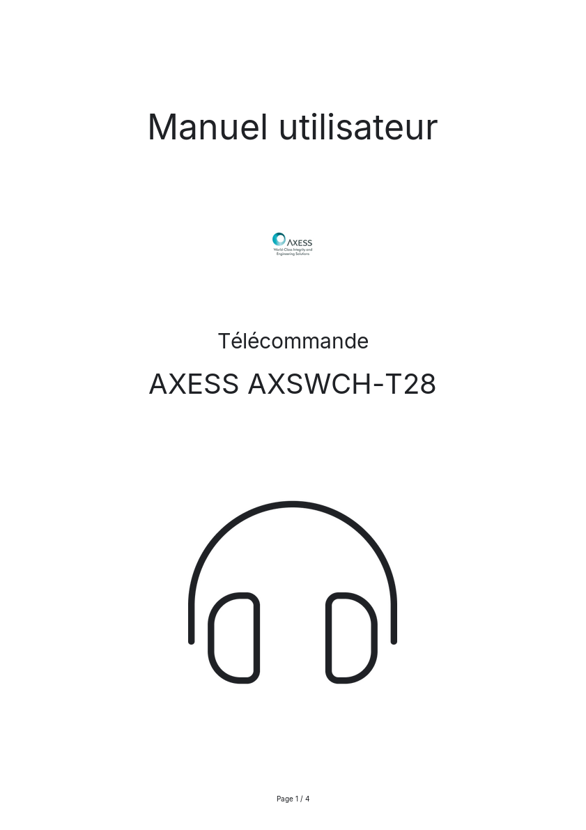 Image de la première page du manuel de l'appareil AXSWCH-T28