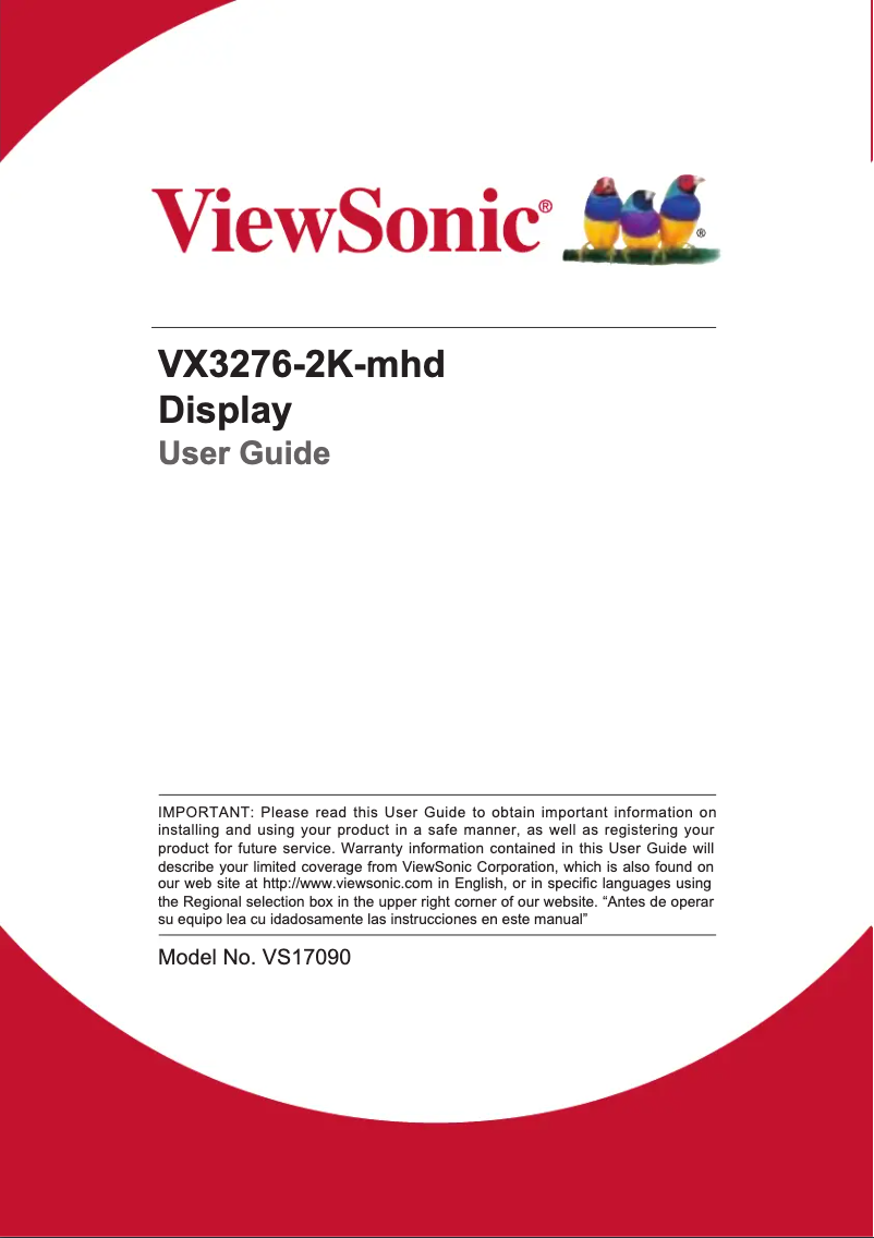 Página 1 del manual Manual de usuario Viewsonic VX Series VX3276-2K-MHD