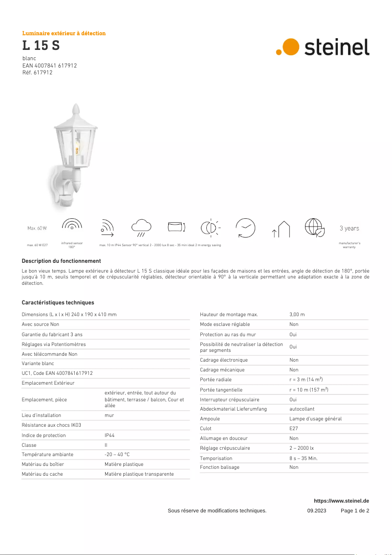 Image de la première page du manuel de l'appareil L 15 S